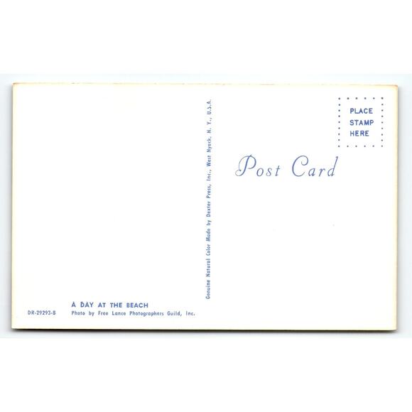 Vintage Lithograph Postcard A Day at the Beach by Free Lance Photographers - Picture 2 of 2